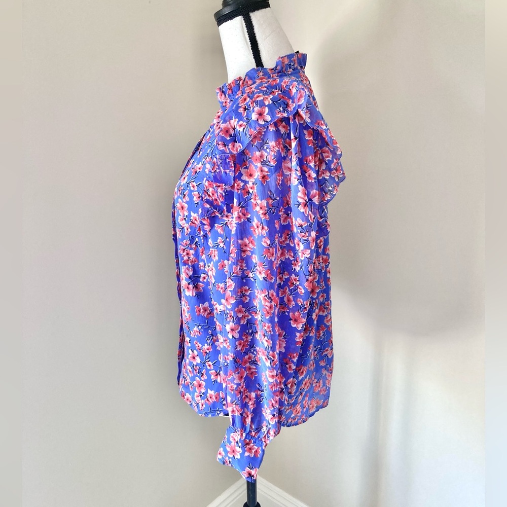 Ann Taylor Cherry Blossom Floral Ruffle Long Sleeve Blouse Size S - Picture 6 of 8